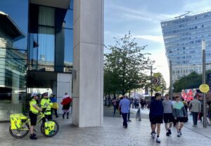 Merseyside Police and NWAS Paramedic and Cycle Response at Liverpool One on the Eurovision2023 Final